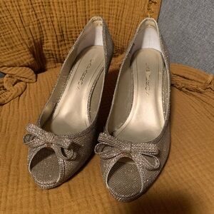 Caparros Glittering Silver Bow Heels